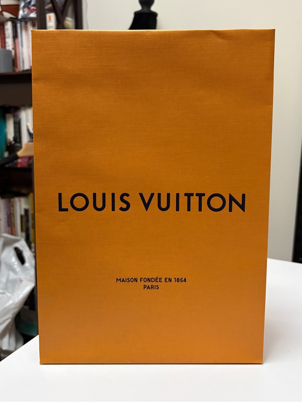 Talk Louis Vuitton gift bag.